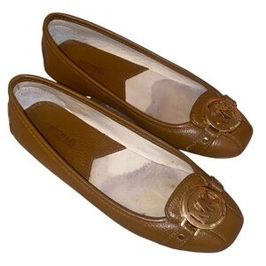 MICHAEL KORS “Fulton” Leather Moccasin Ballet Flats Camel BRN/TAN Size 6M